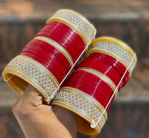 red chuda|bridal chura red diamond.